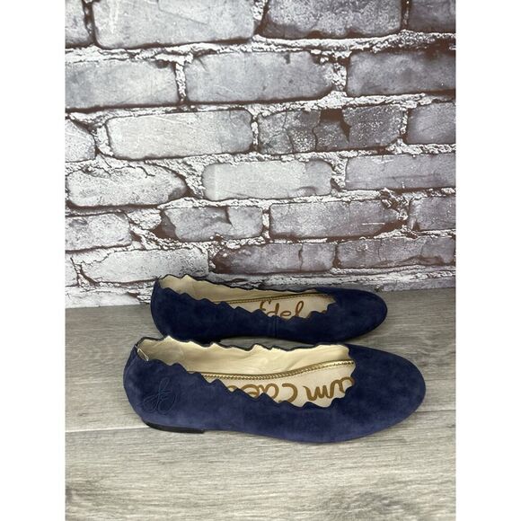 Sam Edelman Frances Blue Suede Leather Slip On Scalloped Flats Women Sz 9M US/39 - Picture 15 of 16
